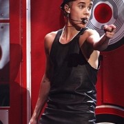 Justin Bieber on stage at the AMA's in front of TRIO printed and CNC routed "stereo speakers"