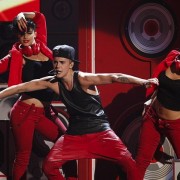Justin Bieber on stage at the AMA's in front of TRIO printed and CNC routed "stereo speakers"