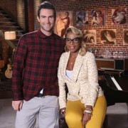 TRIO faux brick walls, original artwork - The Voice - on set with Adam Levine and Mary J Blige