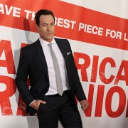 Chris Klein at the American Reunion premiere in front of TRIO printed graphics