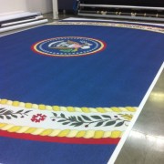Printing the Presidential Seal on carpet in TRIO print studio