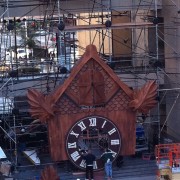 TRIO installing the cuckoo clock at Hollywood & Highland