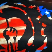 TRIO hand-painted backdrop for Rise Against