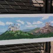 TRIO hand painted backdrop for musical scene in adam sandler's that's my boy film