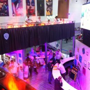 TRIOs installation of faux fire and graphics to the WB booth at Comic Con