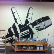 TRIO beginning a hand-painted backdrop for The Voice