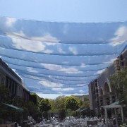 Printed Clouds hung in WB lot