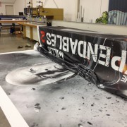 Seaming the Expendables 2 billboards in TRIOs facilities