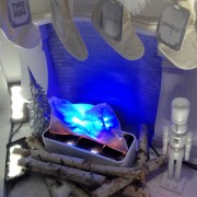 Faux fireplace in the foam sculpted fireplace