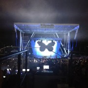 TRIO hand-painted butterfly backdrop on tour with Kaskade