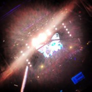 TRIO hand-painted butterfly backdrop on tour with Kaskade