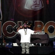 Rick Ross on Tour with Lil Wayne and TRIO printed backdrop