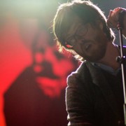 Okkervil River on tour with hand-painted TRIO backdrop