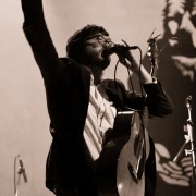 Okkervil River on tour with hand-painted TRIO backdrop WIll sheff
