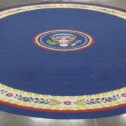 Oval Office printed carpet seamed together at TRIO