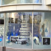 Holiday window display at The Paley Center with TRIO and Warner Bros