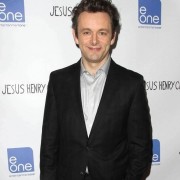 Michael Sheen at the Jesus Henry Christ premiere in front of TRIO printed step & repeat