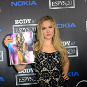 Ronda Rousey at ESPYs 20 Pre-Party in front of TRIO printed step & repeat