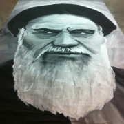 A Hand Painted 16'6" x 26'4" Portrait of the Ayatollah Khomeini for Argo by TRIO