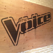 TRIO flatbed print, faux brick walls - The Voice