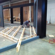 TRIO building the frames for IGN's booth at E3 2012