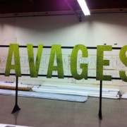 TRIO routed and mounted letters for the Savages premiere after-party in progress